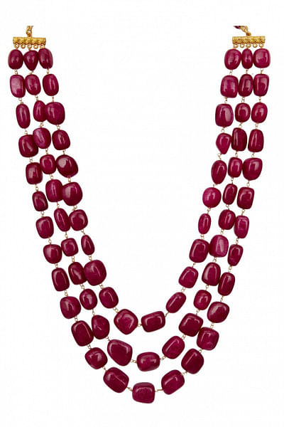 Red stone layered groom necklace
