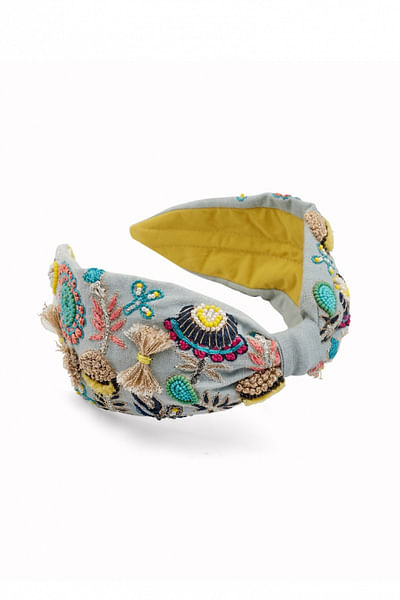 Blue floral applique headband