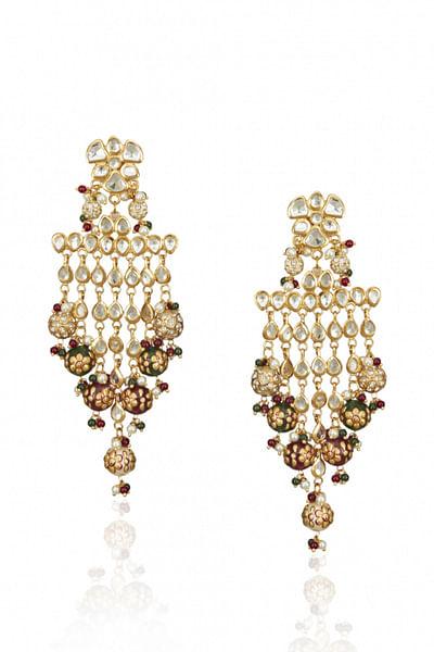 Gold plated kundan earrings