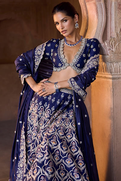 Purple zardozi embroidered lehenga set