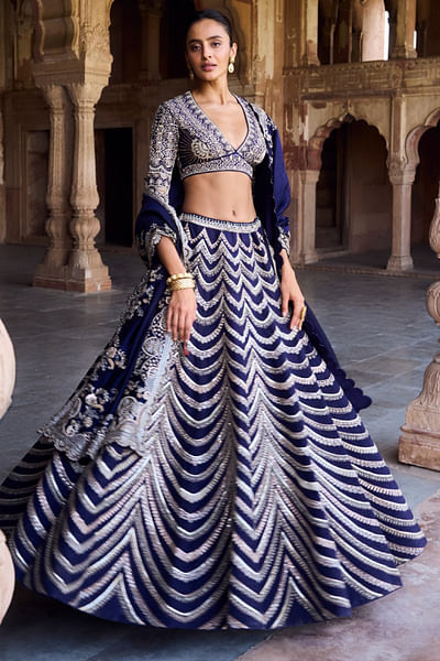 Purple zardozi embroidered lehenga set
