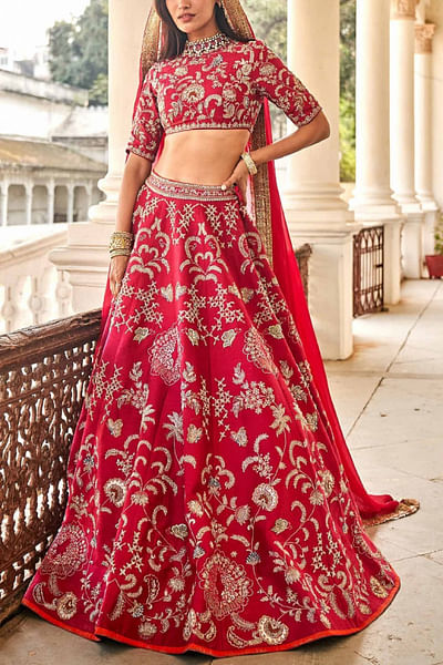 Pink embroidered lehenga set