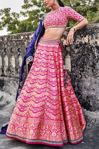 Pink benarasi lehenga set