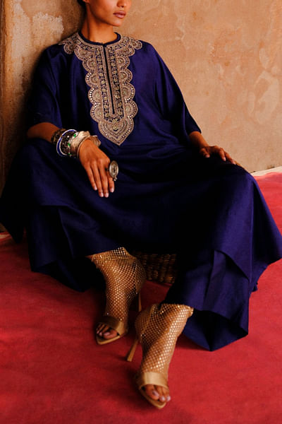 Purple zardozi embroidery kaftan