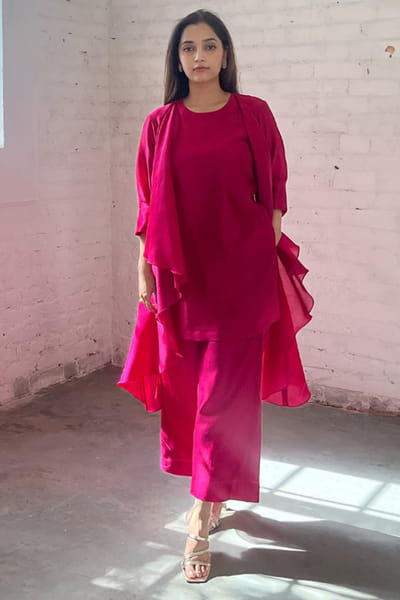 Vaaya Pink silk chanderi jacket co-ord set VAAYMAY26D243771