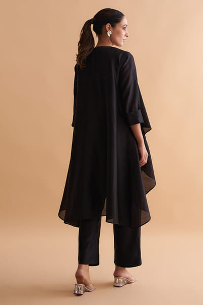Vaaya Black silk chanderi jacket co-ord set VAAYMAY26D243772