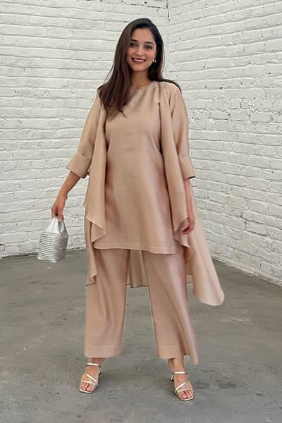 Vaaya Beige silk chanderi jacket co-ord set VAAYMAY26D243769