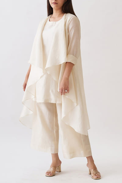 Vaaya Ivory silk chanderi jacket co-ord set VAAYMAY26D243770