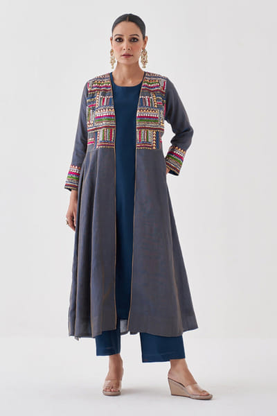Vaaya Blue gota embroidered overlay jacket VAAYMAY26D243760