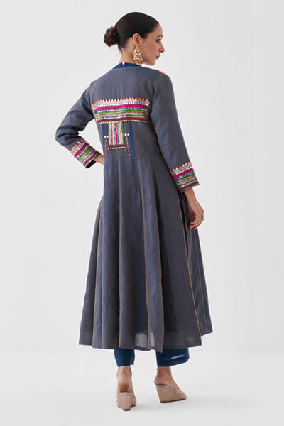 Vaaya Blue gota embroidered overlay jacket VAAYMAY26D243760