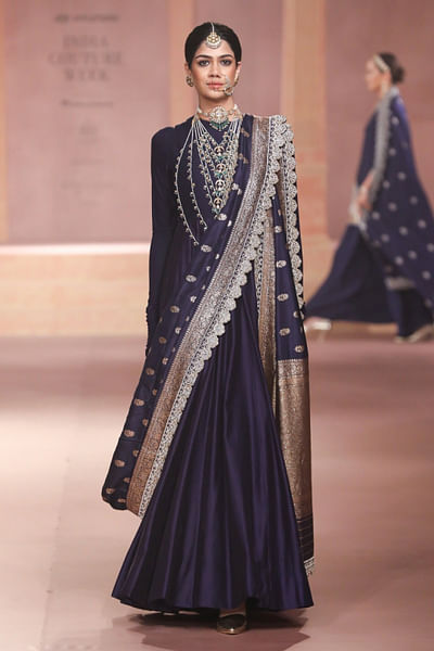 Purple zardozi embroidered anarkali set