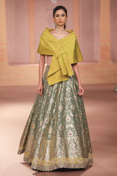 Mint banarasi lehenga set