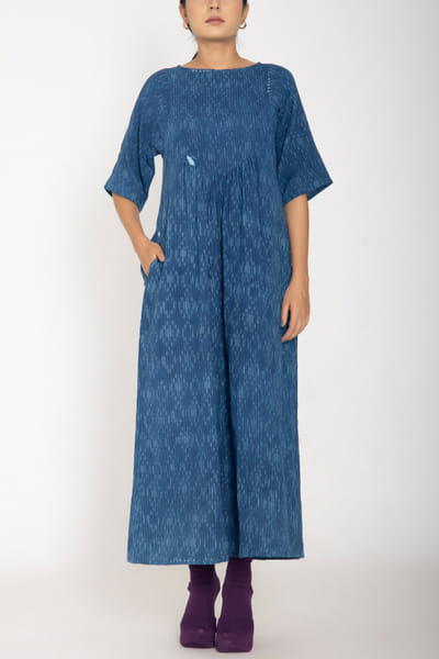 Ocean blue hand-block printed dress