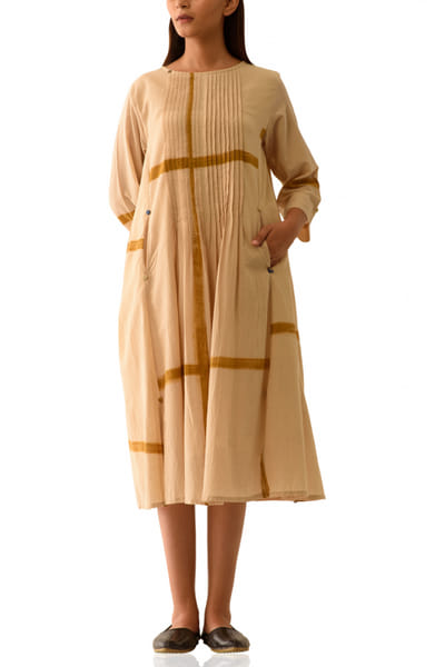 Beige checkered dress