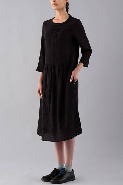 Charcoal black linen dress