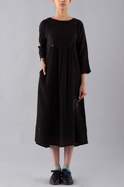 Charcoal cotton linen dress