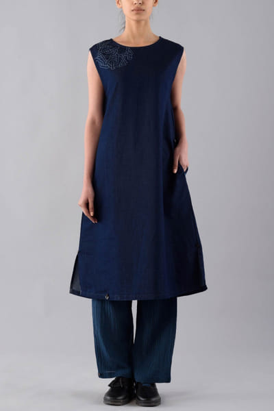 Blue denim dress and pants