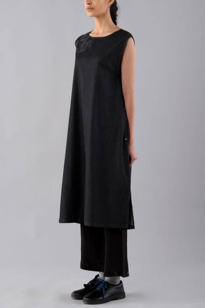 Black denim dress and pants