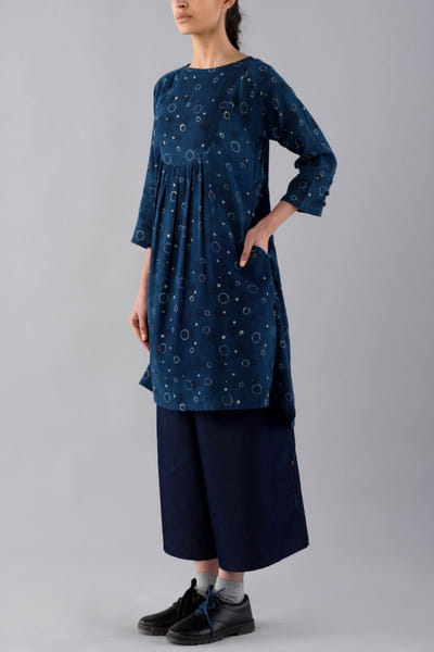 Indigo block printed tunic set