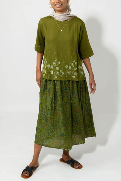 Floral printed top and skirt