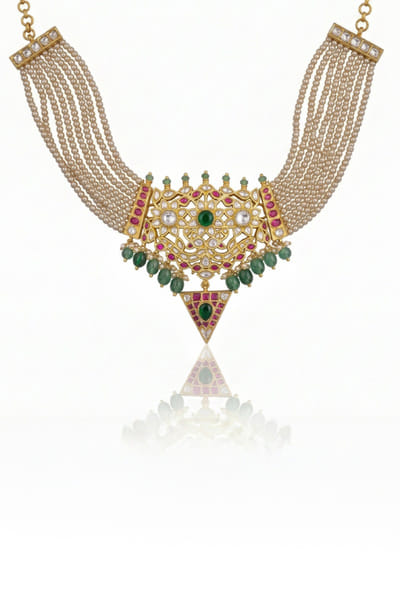 Joules by Radhika Multicolour stone-pearl pendant necklace set JOULAUG26D151531