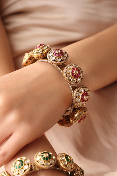 White and red stone embellished bangle