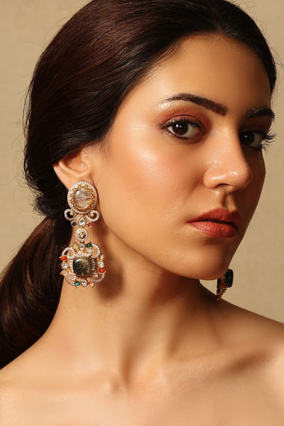 Multicolour stone earrings