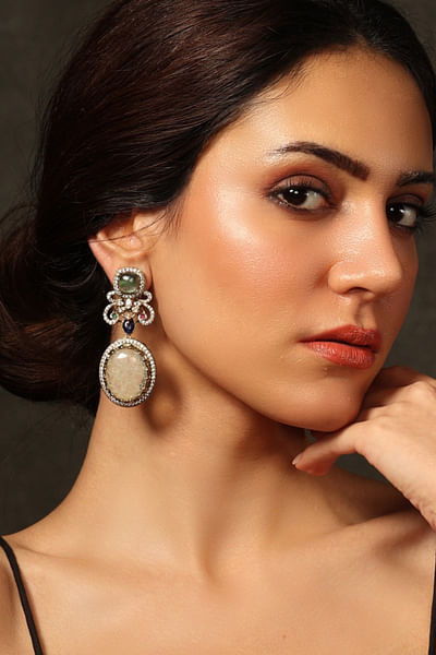 Multicolour gemstone drop earrings