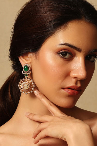 Multicolour stone drop earrings