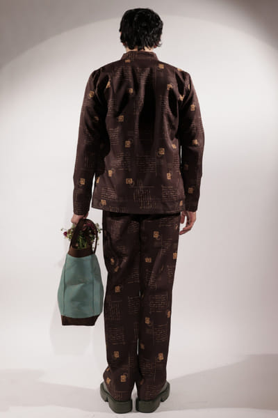 Jubinav Chadha Brown printed reversible jacket JUBIJUN26D147127