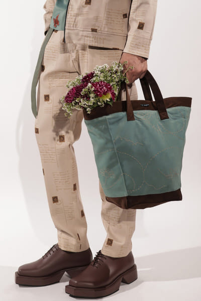 Jubinav Chadha Jade green-brown kantha embroidered basket bag JUBIJUN26D147106