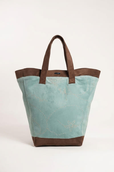 Jubinav Chadha Jade green-brown kantha embroidered basket bag JUBIJUN26D147106