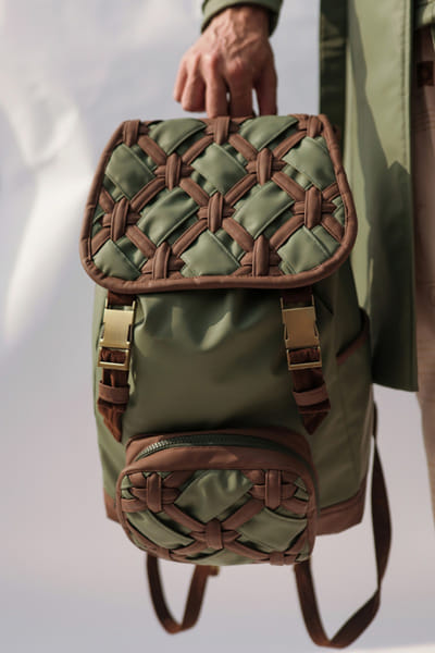 Jubinav Chadha Green & brown interwoven backpack JUBIJUN26D147108