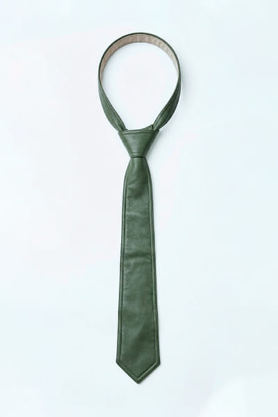 Jubinav Chadha Green knitted leatherette tie JUBIJUN26D147114
