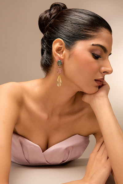 Multicolour crystal drop earrings