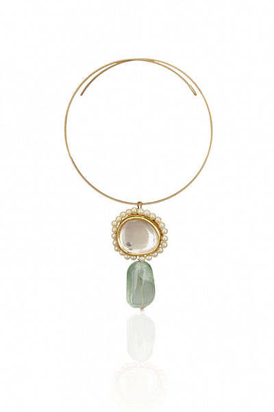 Metallic kundan pearl necklace