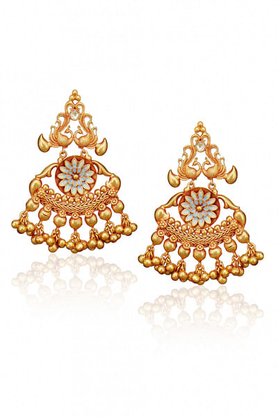 Gold meenakari earrings