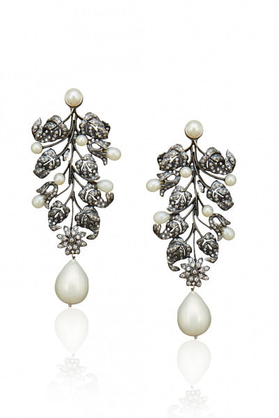 Pearl and white earrings