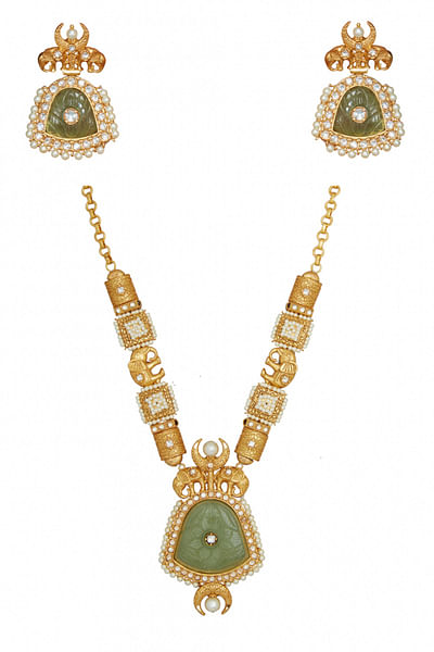 Green elephant necklace set