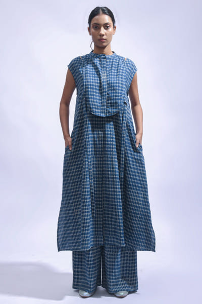 Blue block printed co-ord set