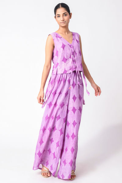 Purple hand blocked co-ords