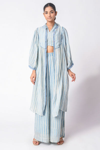Blue stripe printed co-ords