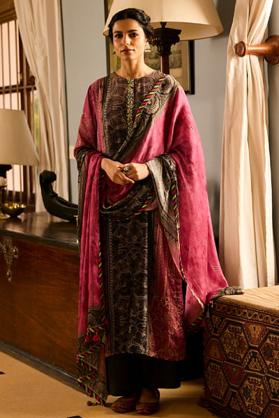 Pink printed kurta set