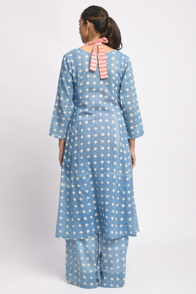 Jayati Goenka Blue dabu block printed kurta set JAYAAPR26D143210