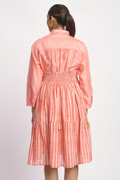 Jayati Goenka Pink and orange block printed midi dress JAYAAPR26D143217