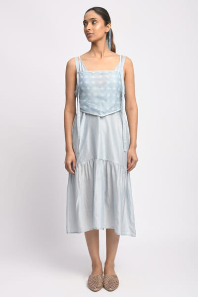 Jayati Goenka Blue dabu block-printed corset and dress JAYAAPR26D143223