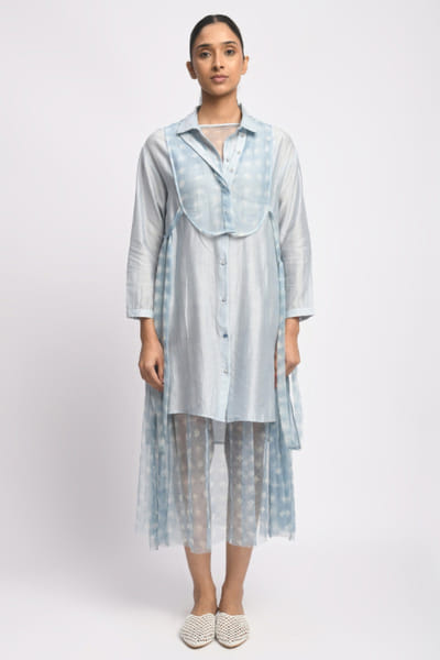 Jayati Goenka Blue dabu block printed shirt dress JAYAAPR26D143225