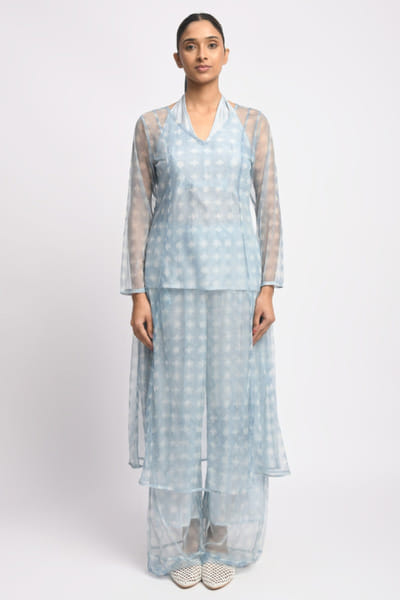 Jayati Goenka Blue dabu block-print kurta set JAYAAPR26D143229