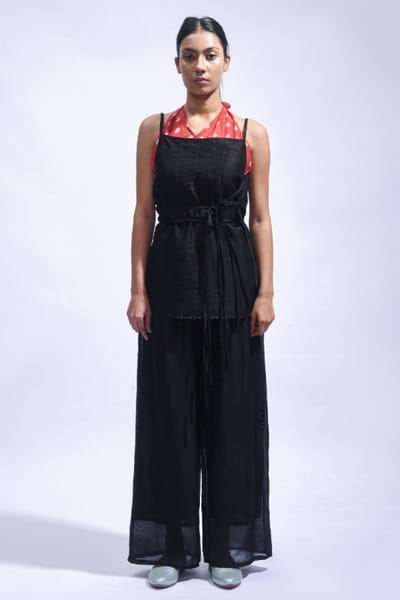 Black chanderi silk co-ord set