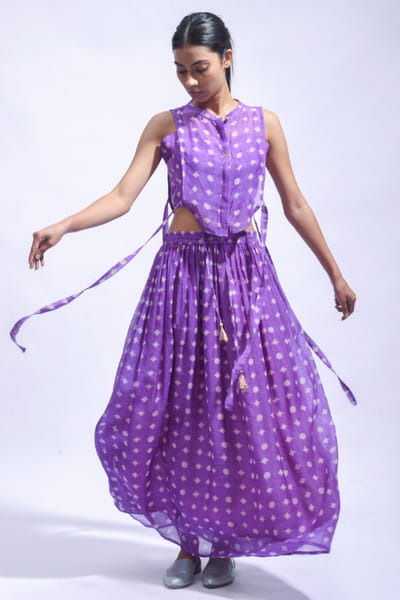 Violet block printed co-ord set